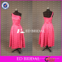 Real Sample Watermelon Red One Shoulder Ankle Length A Line Bridesmaid Dress